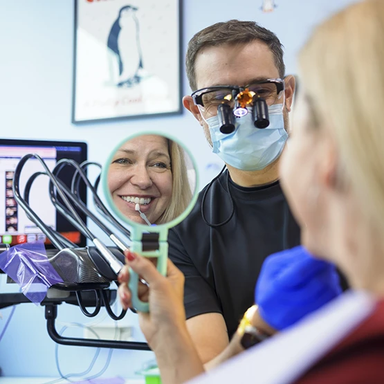 Woman smiling at the dentist
