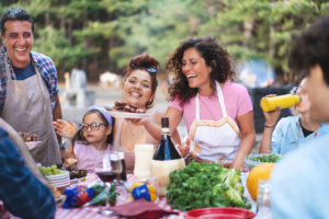 a family at a cookout